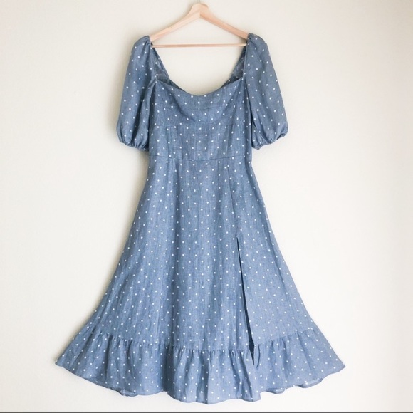 Reformation Light Blue Polka Dot Dress - Picture 3 of 7
